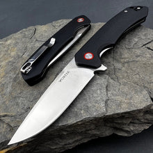 Load image into Gallery viewer, ADMIRAL: Black G10 Handles, D2 Blade, Ball Bearing Pivot System Flipper Knife
