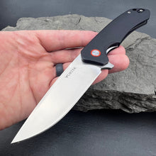 Load image into Gallery viewer, ADMIRAL: Black G10 Handles, D2 Blade, Ball Bearing Pivot System Flipper Knife