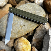 Load image into Gallery viewer, SKYLINE:  Green G10 Handles, D2 High Carbon Steel Blade, Ball Bearing Flipper System, EDC Folding Pocket Knife