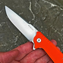 Load image into Gallery viewer, ROVER:  Blaze Orange G10 Handle, D2 Stainless Steel Drop Point Blade