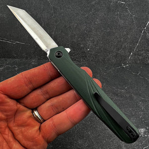 TUSK: Slim Design, D2 Tanto Blade, Green G10 Handles