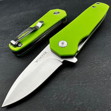 Load image into Gallery viewer, BANTAM:  Small Green G10 Handles, 440C Spear Point Blade