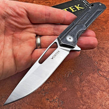 Load image into Gallery viewer, SILKY: Black Stonewashed Stainless Steel Handles, CNC D2 Flipper Blade, Slim Designed EDC Folding Pocket Knife