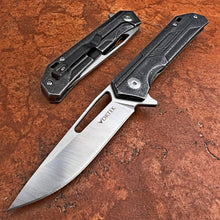 Load image into Gallery viewer, SILKY: Black Stonewashed Stainless Steel Handles, CNC D2 Flipper Blade, Slim Designed EDC Folding Pocket Knife
